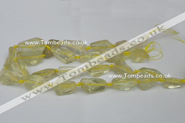 CNG1702 15.5 inches 15*20mm - 18*35mm nuggets lemon quartz beads