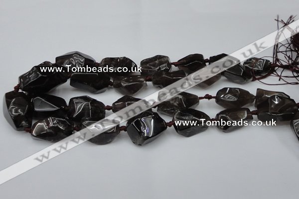 CNG1707 15.5 inches 15*20mm - 18*35mm nuggets smoky quartz beads