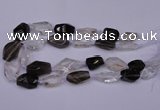 CNG1708 15*20mm - 18*35mm nuggets smoky quartz & white crystal beads