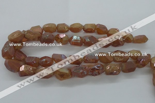 CNG1798 13*18mm - 15*20mm faceted nuggets plated quartz beads