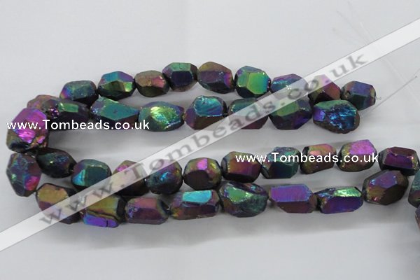 CNG1799 13*18mm - 15*20mm faceted nuggets plated quartz beads