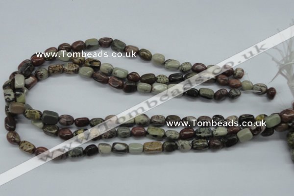 CNG202 15.5 inches 8*13mm nuggets leopard skin jasper beads