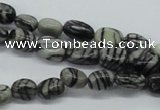 CNG211 15.5 inches 6*8mm nuggets black water jasper beads