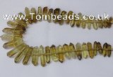 CNG2153 15.5 inches 8*25mm - 10*40mm faceted nuggets lemon quartz beads