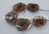 CNG2178 8 inches 40*45mm - 45*50mm freeform agate beads with brass setting