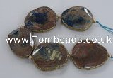 CNG2181 8 inches 40*45mm - 45*50mm freeform agate beads with brass setting