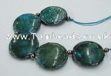 CNG2194 7.5 inches 35mm flat round agate beads with brass setting