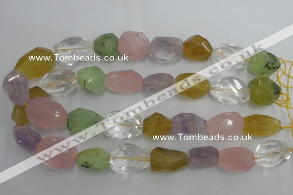 CNG237 15.5 inches 15*20mm – 15*30mm faceted nuggets mixed quartz beads