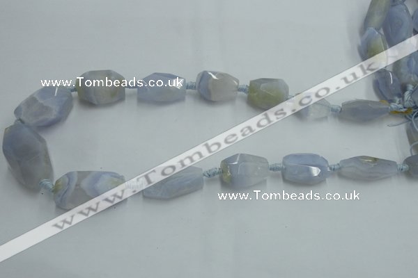 CNG242 15*18mm - 18*28mm faceted nuggets blue chalcedony beads