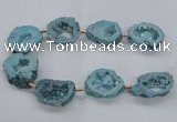 CNG2494 15.5 inches 30*40mm - 40*50mm freeform plated druzy agate beads