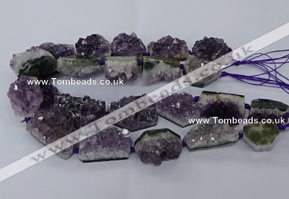 CNG2633 15.5 inches 20*24mm - 25*35mm freeform druzy amethyst beads