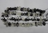 CNG2716 10*14mm - 13*18mm faceted nuggets black rutilated quartz beads