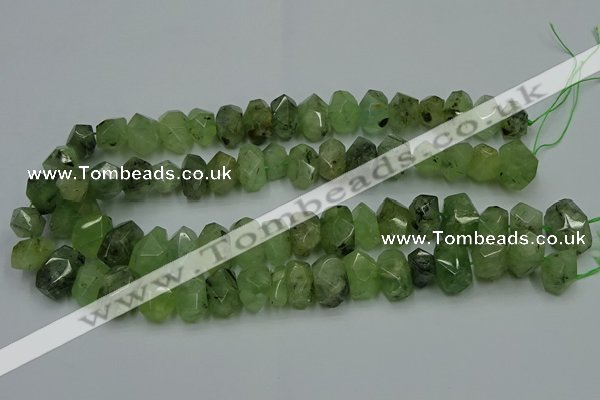 CNG2719 10*14mm - 13*18mm faceted nuggets green rutilated quartz beads