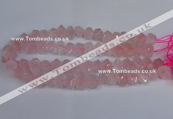 CNG2827 15.5 inches 10*14mm - 13*18mm faceted nuggets rose quartz beads