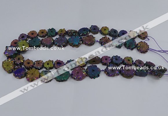 CNG2938 15.5 inches 8*10mm - 15*18mm freeform plated druzy agate beads