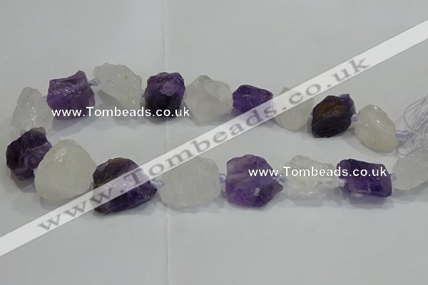 CNG3006 15*20mm - 22*30mm nuggets amethyst & white crystal beads