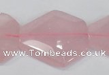 CNG301 15.5 inches 25*35mm faceted nuggets rose quartz beads