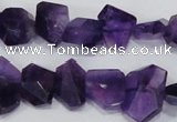 CNG307 15.5 inches 10*15mm faceted nuggets amethyst gemstone beads