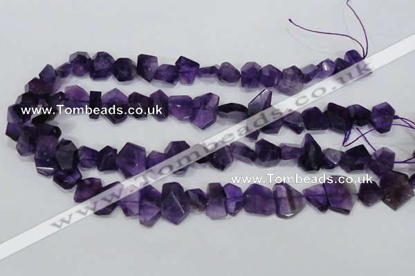 CNG307 15.5 inches 10*15mm faceted nuggets amethyst gemstone beads