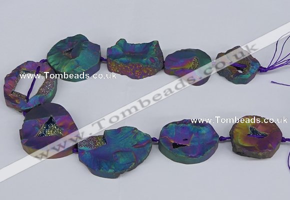 CNG3094 15.5 inches 25*30mm - 35*50mm freeform plated druzy agate beads