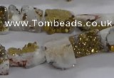 CNG3156 15.5 inche 8*15mm - 11*20mm freeform plated druzy agate beads