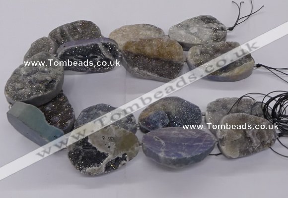 CNG3195 15.5 inches 30*40mm - 35*50mm freeform plated druzy agate beads