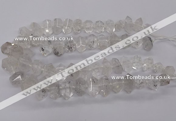 CNG3197 10*20mm - 15*30mm faceted nuggets white crystal beads