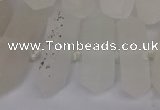 CNG3198 10*25mm - 16*40mm faceted nuggets matte white crystal beads