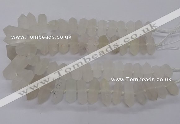 CNG3198 10*25mm - 16*40mm faceted nuggets matte white crystal beads