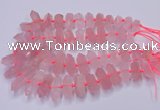 CNG3201 10*25mm - 12*45mm faceted nuggets rose quartz beads