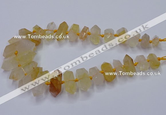 CNG3205 10*25mm - 12*45mm faceted nuggets yellow quartz beads