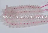 CNG3215 10*25mm - 12*50mm faceted nuggets matte rose quartz beads