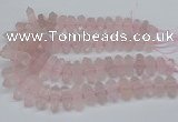 CNG3216 10*25mm - 12*50mm faceted nuggets rose quartz beads