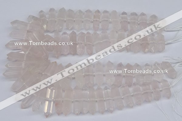 CNG3217 10*25mm - 12*50mm faceted nuggets rose quartz beads