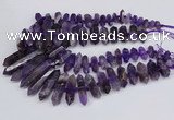 CNG3218 15.5 inches 10*25mm - 12*50mm faceted nuggets amethyst beads