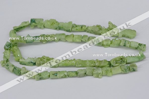 CNG3254 15.5 inches 8*15mm - 11*20mm freeform plated druzy agate beads