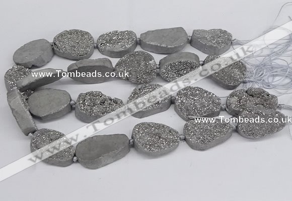 CNG3275 22*30mm - 30*40mm freeform plated druzy agate beads