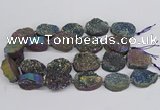 CNG3276 22*30mm - 30*40mm freeform plated druzy agate beads