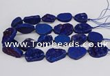 CNG3278 22*30mm - 30*40mm freeform plated druzy agate beads