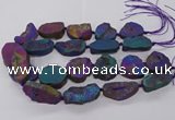 CNG3286 25*30mm - 28*45mm freeform plated druzy agate beads