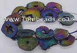 CNG3297 40*45mm - 45*55mm freeform plated druzy agate beads