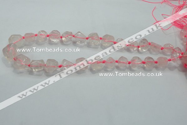 CNG339 15.5 inches 8*10mm - 15*18mm faceted nuggets rose quartz beads