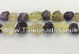 CNG3576 18*20mm - 25*30mm nuggets rough amethyst & lemon quartz beads