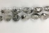 CNG3585 15*25mm - 20*30mm faceted nuggets black rutilated quartz beads