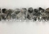 CNG3586 15*20mm - 15*30mm faceted nuggets black rutilated quartz beads