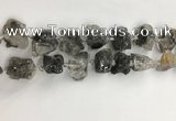 CNG3587 15*20mm - 18*25mm nuggets black & white rutilated quartz beads