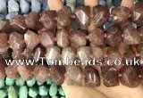 CNG3606 13*20mm - 15*24mm faceted nuggets strawberry quartz beads