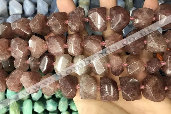 CNG3606 13*20mm - 15*24mm faceted nuggets strawberry quartz beads