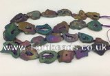 CNG3648 15.5 inches 22*30mm - 30*40mm freeform plated druzy agate beads