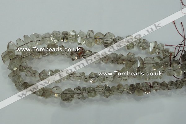 CNG366 15.5 inches 10*20mm faceted nuggets smoky quartz beads